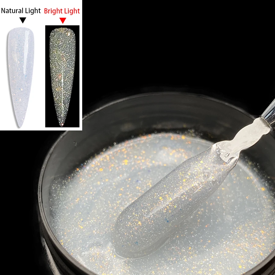 Jillnails 100g Glitter Shimmer Melkachtige Harde Gel Builder Nagel voor Nagels Extensions Koningsblauw Roze UV LED Camouflage Zelfnivellerende - afbeelding 1