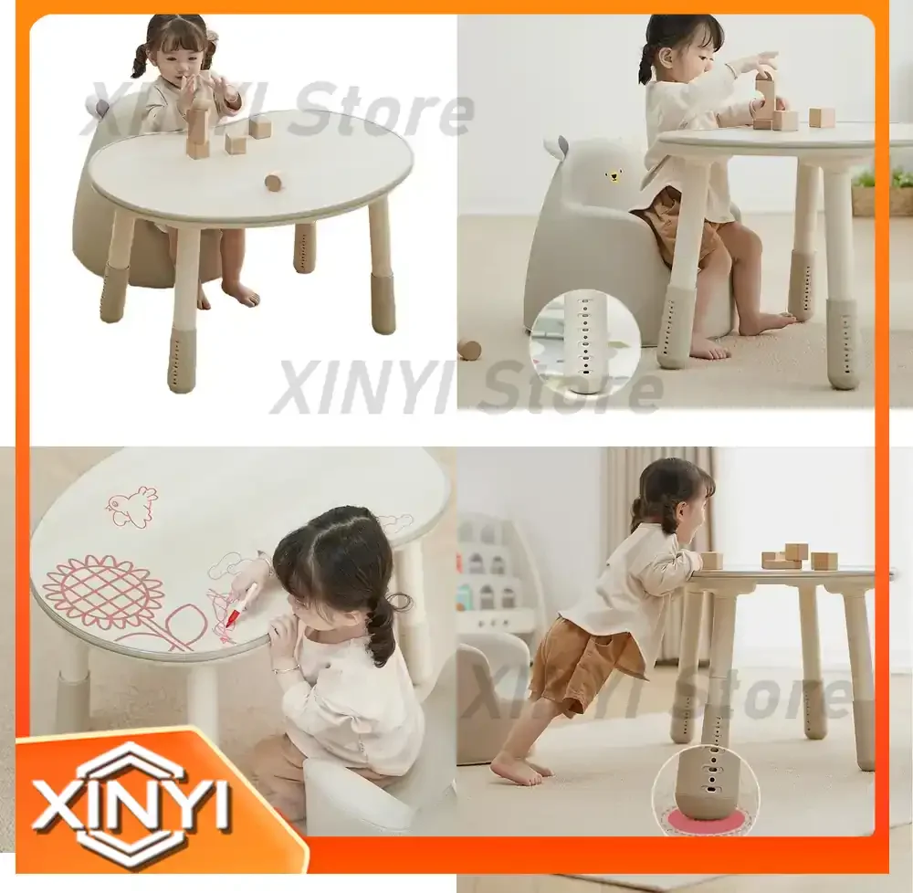 PVC Soft Material Kids Table and Chair Set for Children for Living Room Kindergarten Use Easy to Wipe Lightweight Foldable