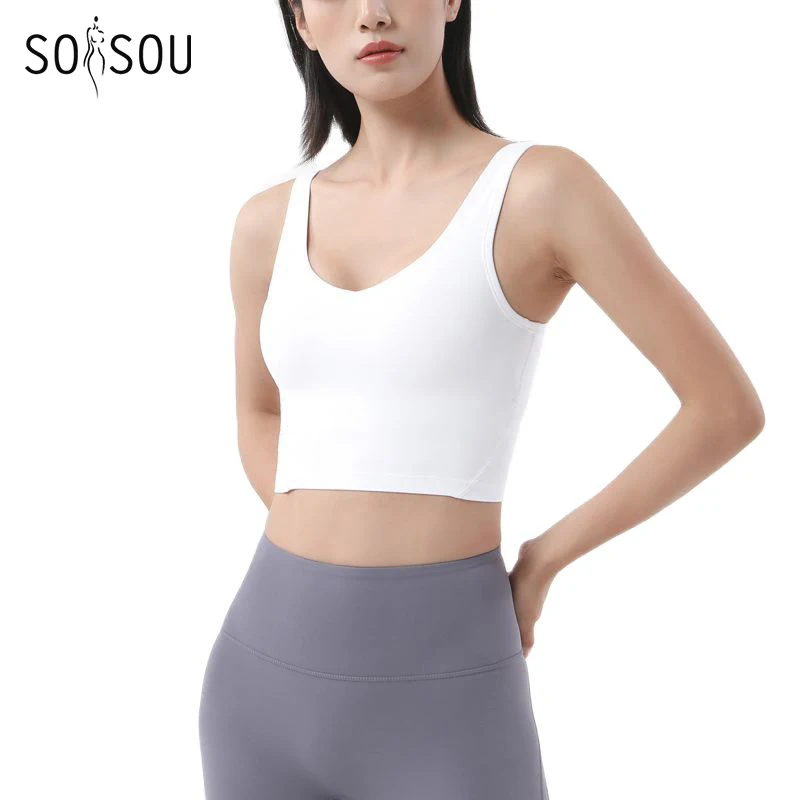 SOISOU Nylon Sports Bra Women\'s Crop Top Breathable Yoga Bra Gym Fitness Sportswear Sexy Women\'s Sports Underwear 6 Colors