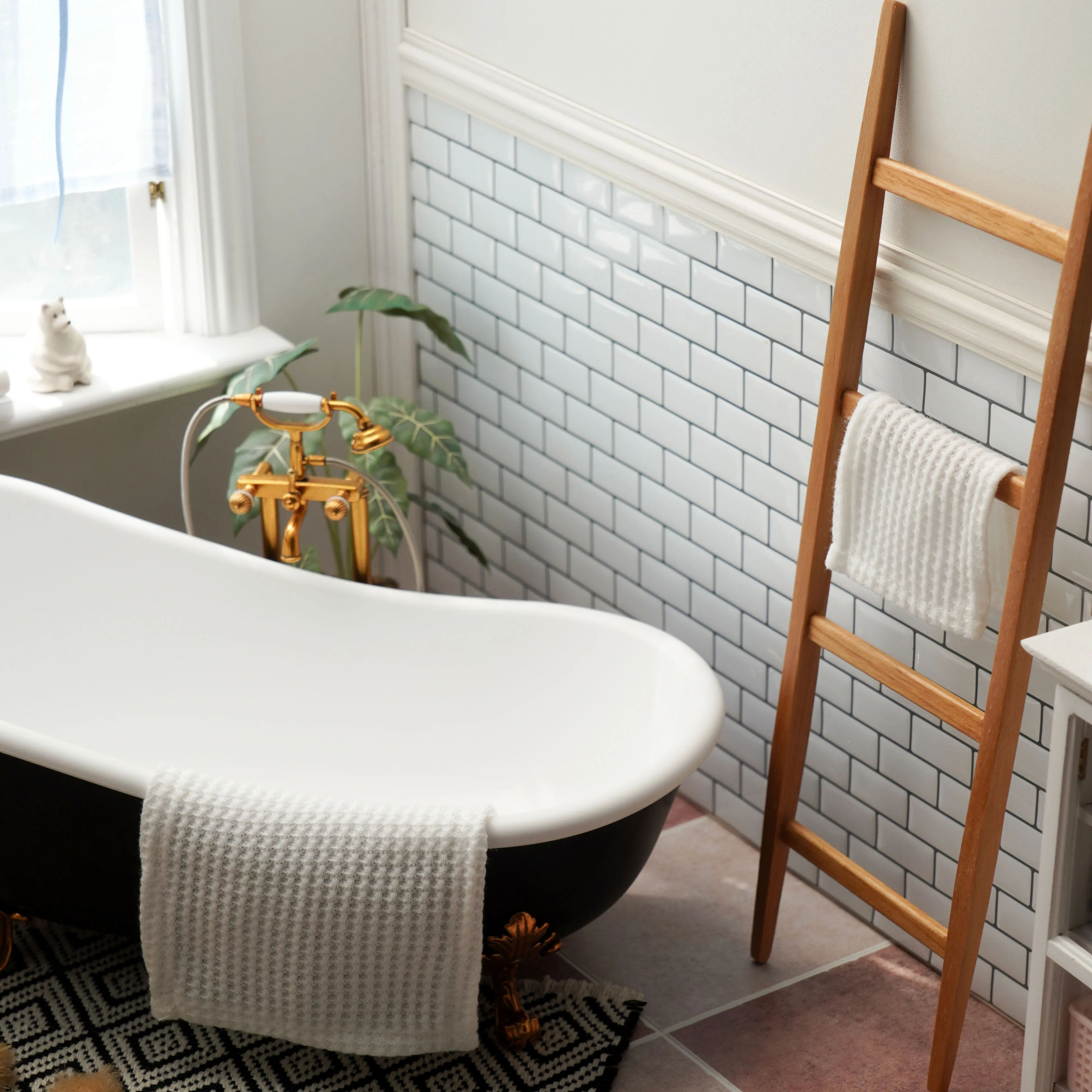 Modelo de casa de muñecas, accesorios para muebles, estante de flores de madera maciza, escalera, toallero Bjd Ob11 Gsc Blyth soldado Lol miniaturas, 1/6