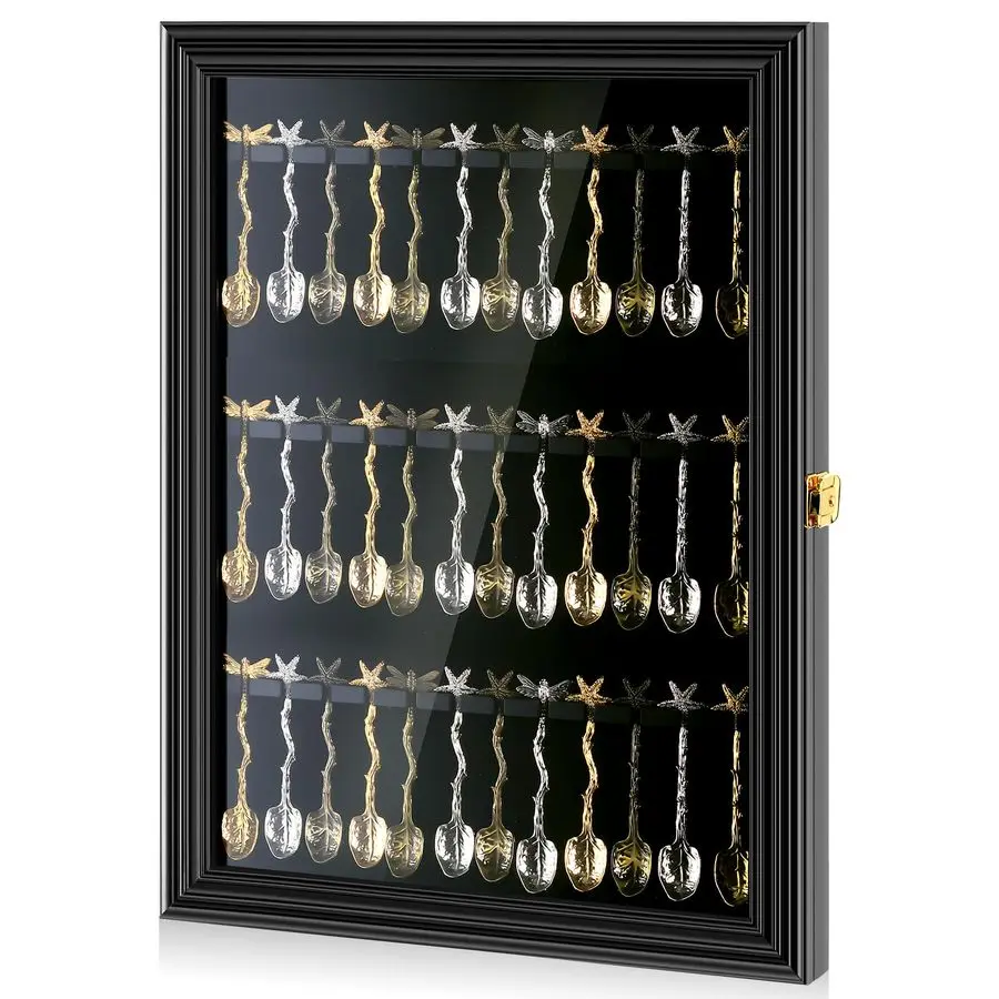 

Сувенирная витрина для чайной ложки, настенное крепление, деревянный шкаф W 98 УФ-акриловая дверь, запираемая витрина для хранения чайной ложки Co