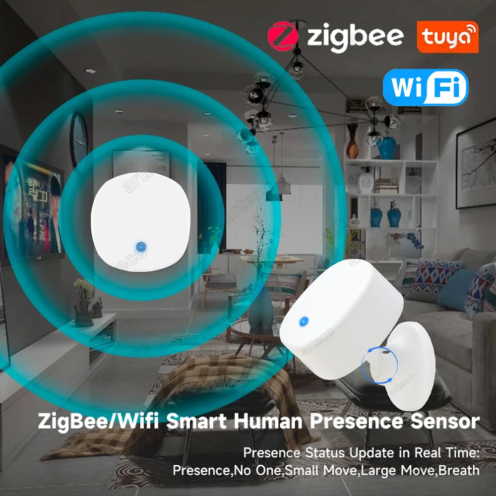 ZigBee Wifi MmWave sensore di movimento di presenza umana con rilevamento di luminanza/distanza collegamento del dispositivo di automazione