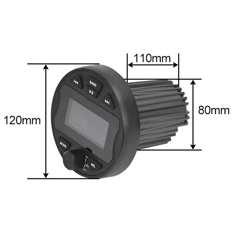 Boat Radio MP3 Media Player Stereo Marine Radio Bluetooth AUX USB Waterproof Widely for ATV UTV SPA RZR FM AM Radio-VVBC
