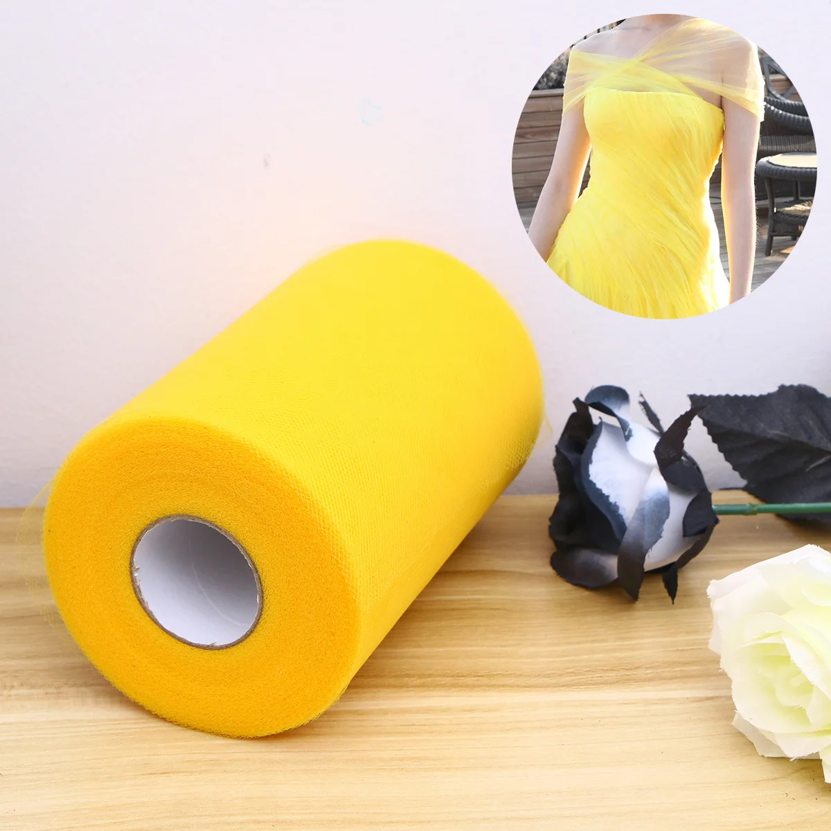 

15Cm X 100 Yards Tulle Rolls Polyester Net Fabric for Wedding Decor Chair Sash Table Runner DIY Party Favors Craft Supplies