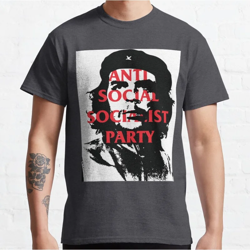 Anti Social Socialist Party Che guevara Cuba revolution leader gift t shirt 100% cotton print clothes Men's All size S-6XL Tops