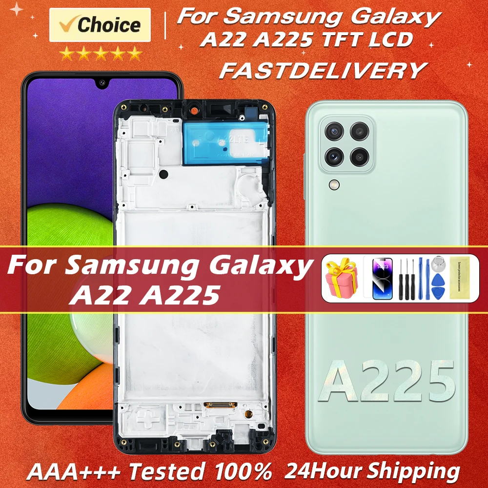 100% Test Super AMOLED For Samsung Galaxy A22 4G A225F A225F/DS A225 LCD Touch Screen Digitizer Repair Parts For Samsung Display