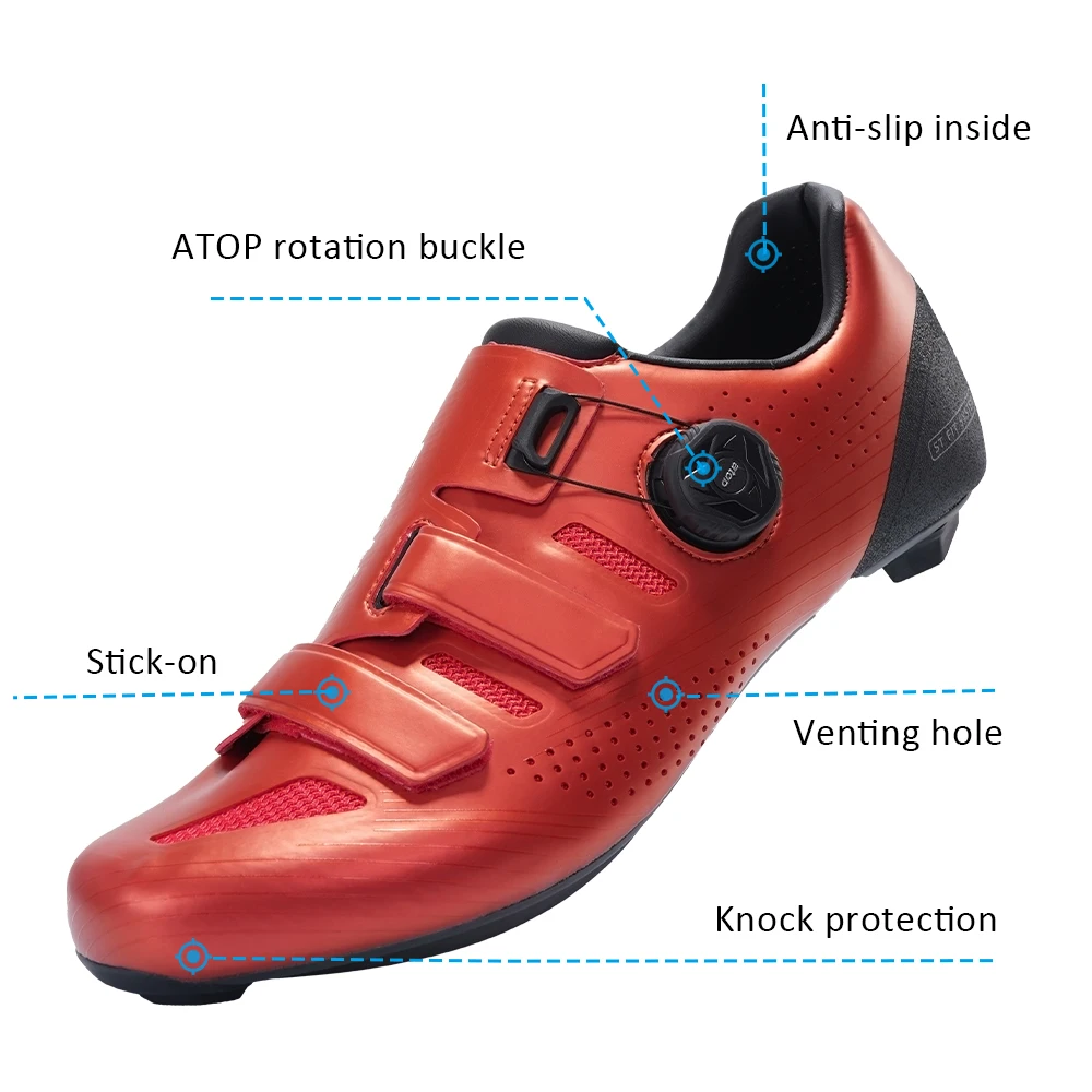Santic Carbon Fiber Cycling Lock Shoes Wear Resistant Outdoor Road Riding Sneaker Adjustable Road Bicycle Shoes Unisex Men Women