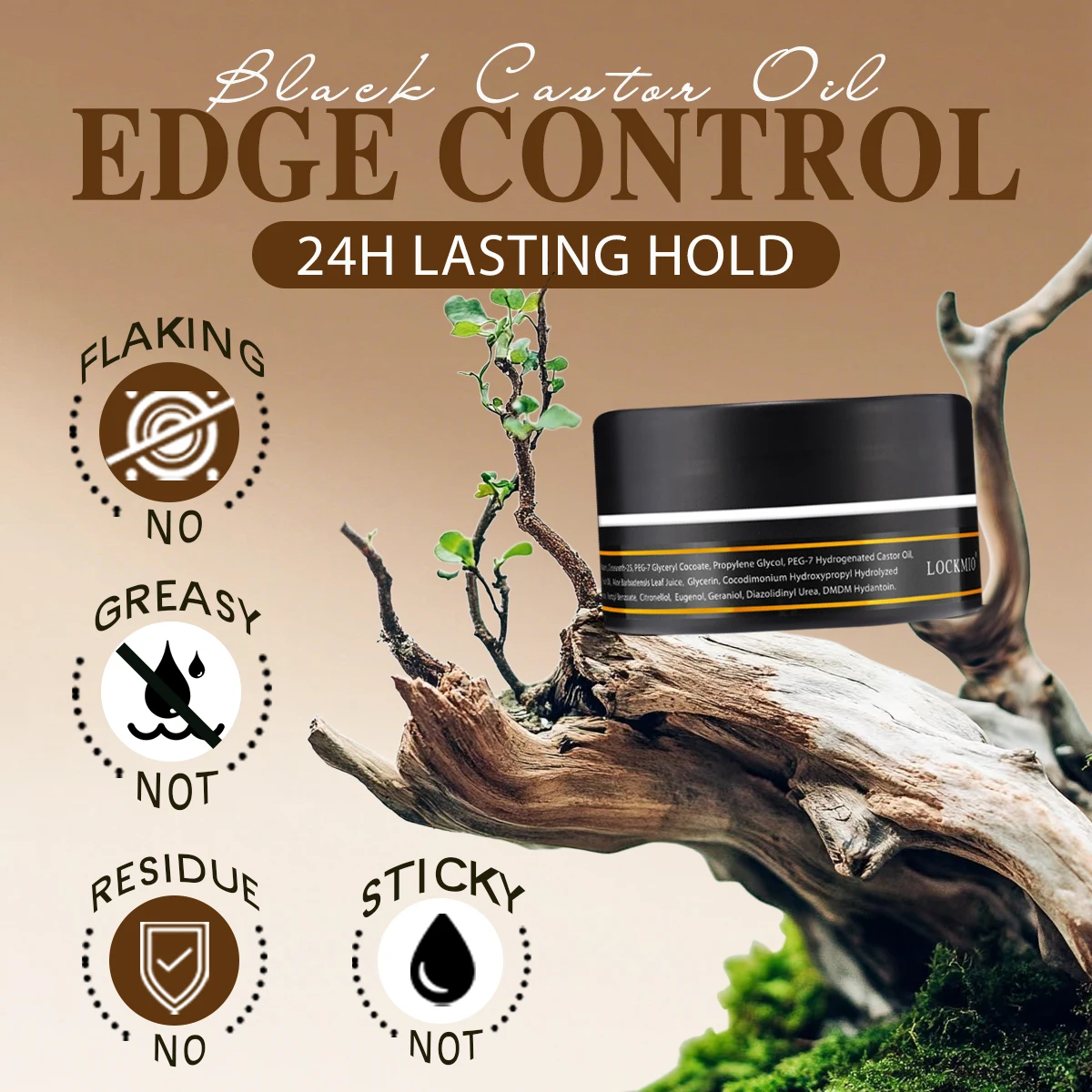 LOCKMIO 150g Edge Control Gel Hair or Wigs Styling Product Baby Bangs Hair Pomade Finishing Mud Anti-Frizz Nourishing Wax Cream