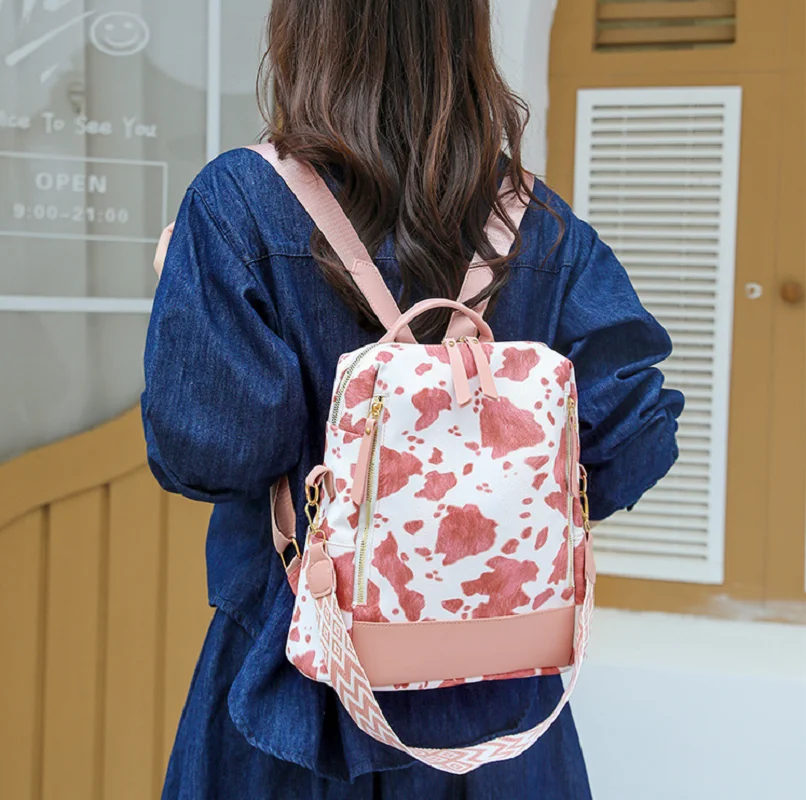 

New Fashion High Quality Soft Leather Travel Backpacks Women's Large Capacity Double Zipper Shoulder Bags Notebook School Bag