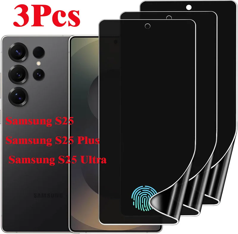 3 Stück Privatsphäre Hydrogel Film für Samsung Galaxy S25 Plus Ultra Displayschutzfolie Fingerabdruck-Entriegelung