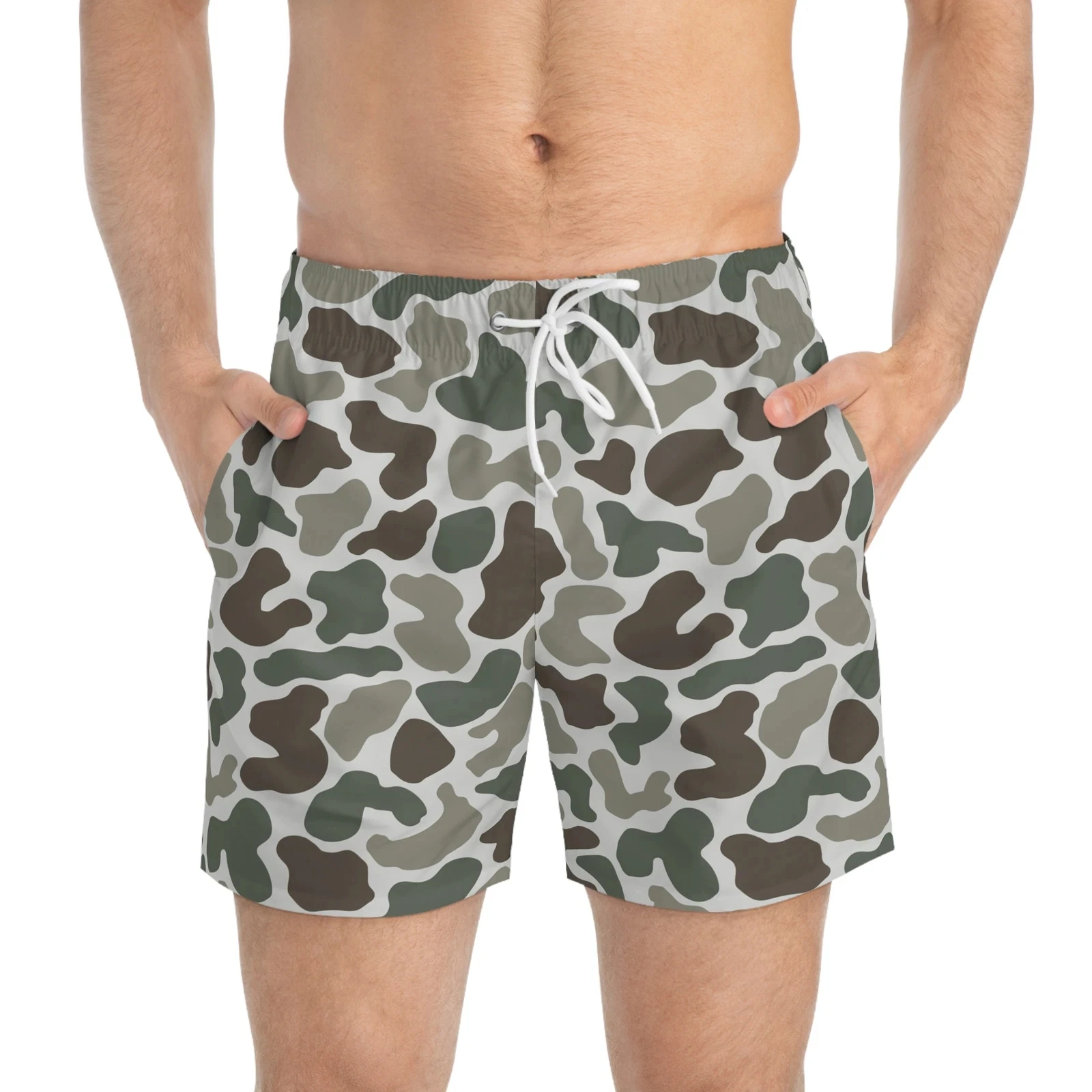 Hot Selling Top Camouflage Print Men Swim Trunks, Casual Beach Shorts, Lightweight Summer Swimwear for Vacation & Outdoor Use