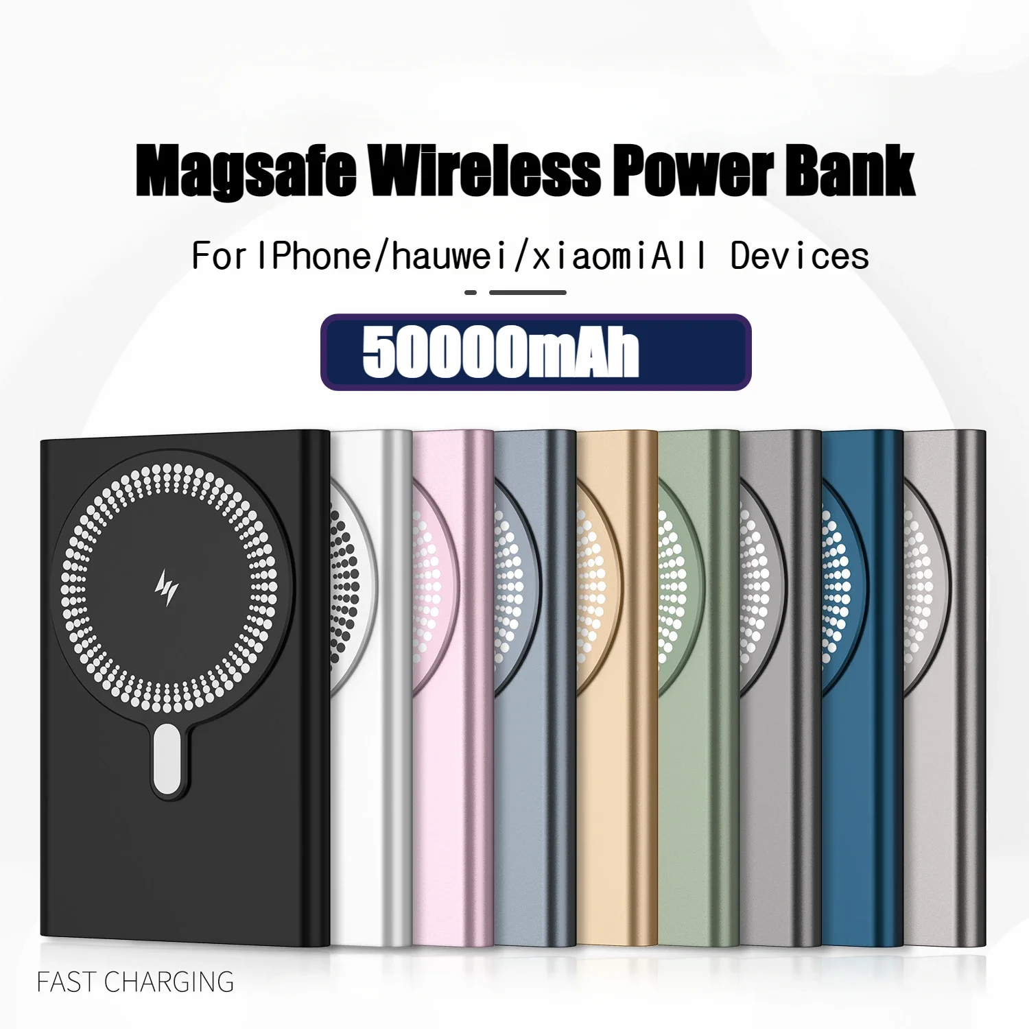 2025 Ultra Thin Magnetic Wireless Power Bank 50000MAH 20W Super fast Charging Magsafe Battery EXTERNAL BATTERY FOR HOT IPHONE