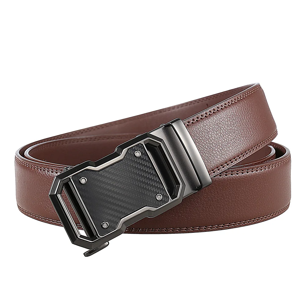 Luxury Brand Genuine Leather Belt For Men Designer Black Brown Waist Belt Automatic Ratchet Ceinture Homme Cummerbunds B1582