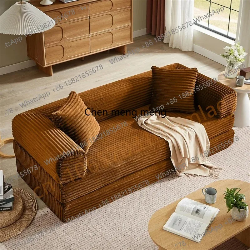 Boneless Couch Convertible Sofa Bed for Living Room Corduroy Upholstered Folding Cloud Sleeper Sofas Floor Sofa Bed