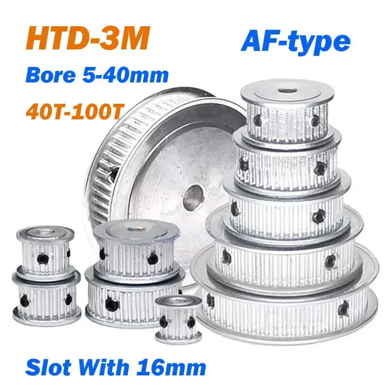 HTD-3M Timing Belt Pulley AF-type 40T/45T/48T/50T/55T/60T/65T/70T~100T Bore 5-40mm For 15mm Width Synchronous Wheel K Type Belt