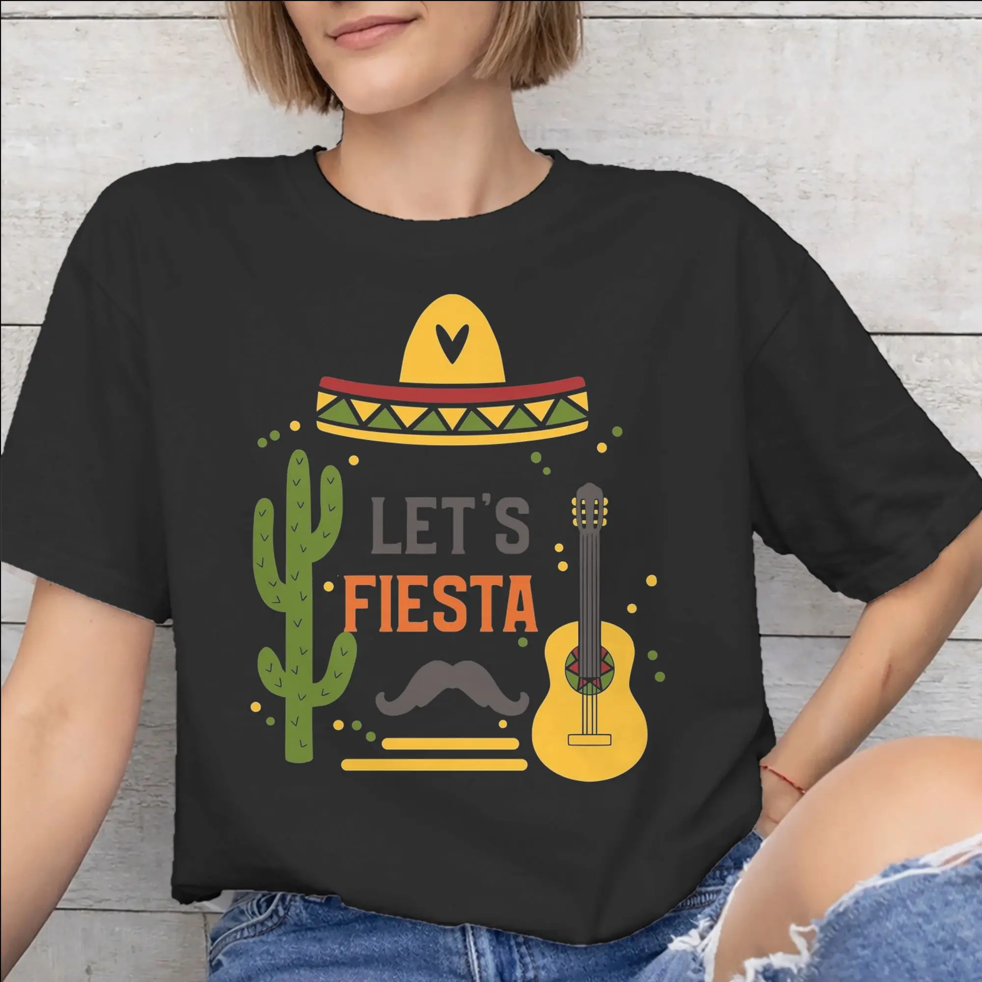 Let's Fiesta Cinco De Mayo  Tee Shirt for Men Women Gift Idea T Shirts  100% Cotton Clothing