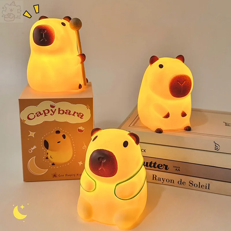 1 Pcs Cartoon Silicone Capybara Sleep Night Light Desktop Decoration Lamp