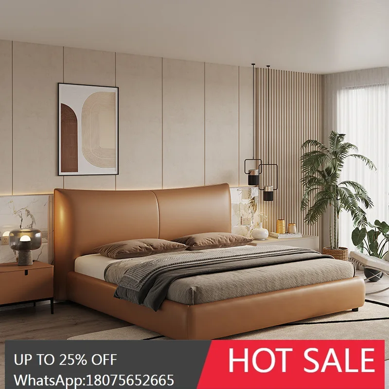 HLZ Nordic Soft Headboard Double Bed Master Bedroom Large Bed Wear-resistant