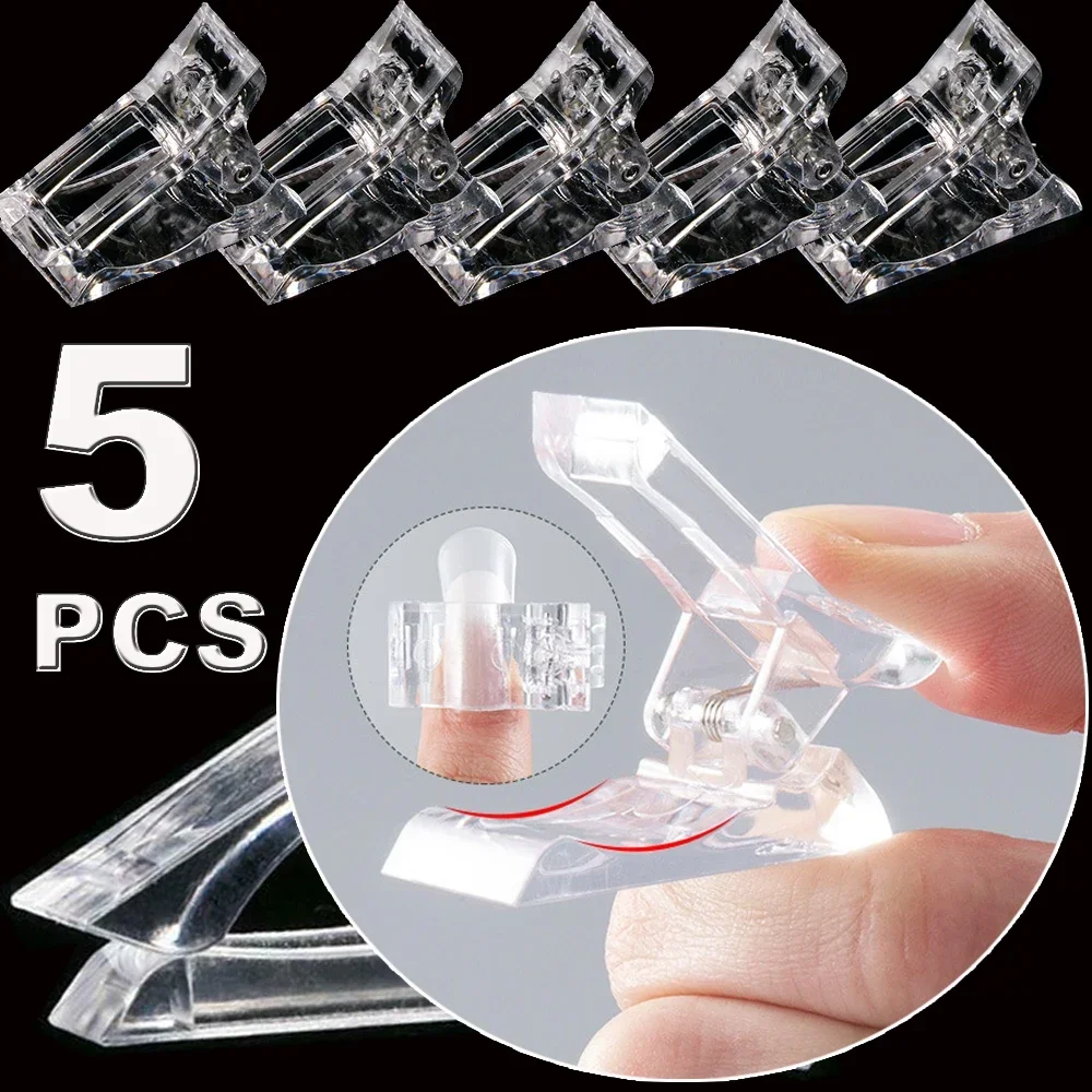 5pcs Transparent Acrylic Nail Clip Quickily Building Tips Clips Finger Nails Gel Polish Extension UV Lamps Manicure Art Tools