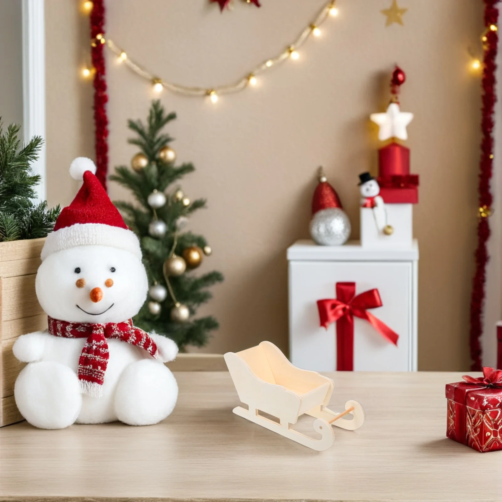 

3Pcs Christmas Sleigh Decoration Wood Santa Sleigh Ornament for Tabletop Centerpiece Xmas Tree Hanging Sled Decor Holiday Craft