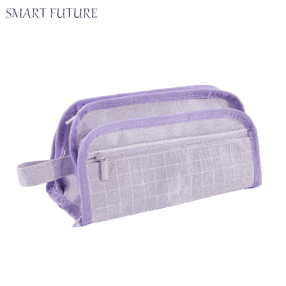 Durable Large-capacity Grid Pencil Case Simple Aesthetic Pen Storage Bag Portable Zipper Student Stationary Boxes Study Supplies