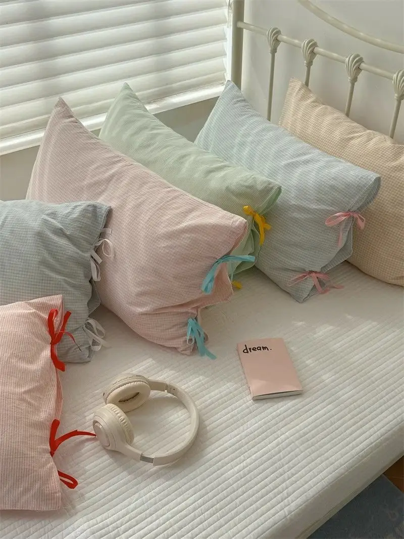 

Girl Heart Lacing Sweet Simple Cream Style Pure Cotton Wash Cotton Single Pillowcase Cotton Pillowcase 48×74 Pairs