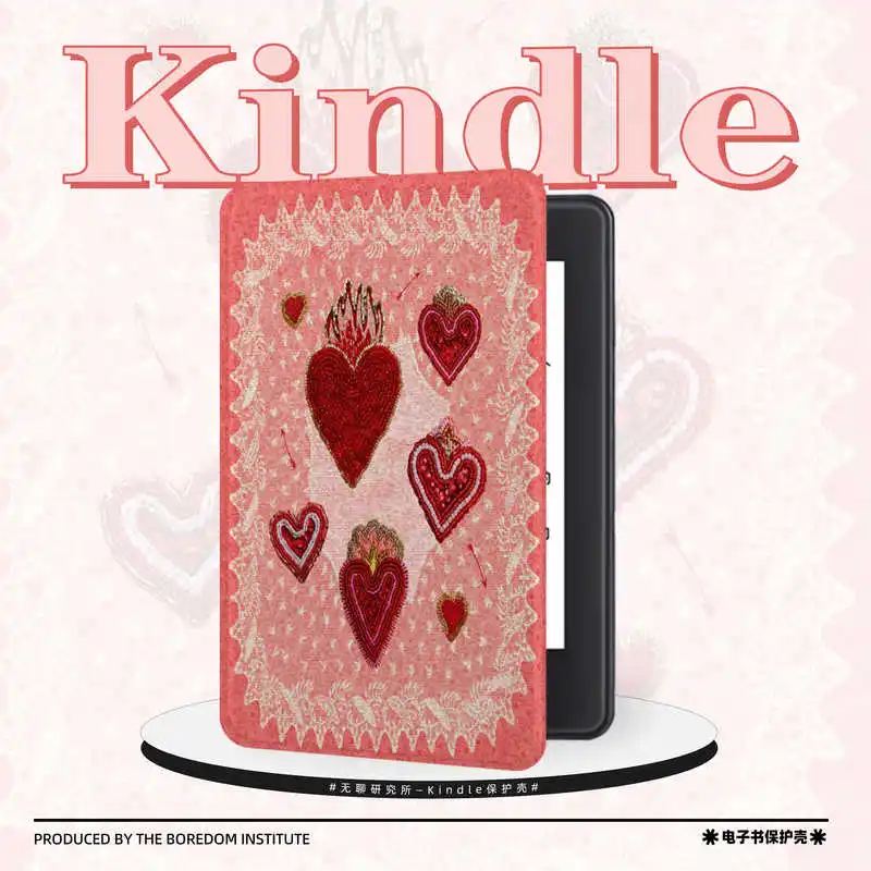 

Love Pink Illustration Case for 6" All-New Kindle 11th Generation-2024 2022 Release C2V2L3 RS23CV Foldable Funda Smart Cover