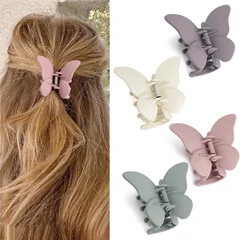 4PCS Butterfly Hair Clip Four Seasons Ladies Outdoor Indoor Candy Color Frosted Ponytail Clip Shattered Hair Gentle Commuter