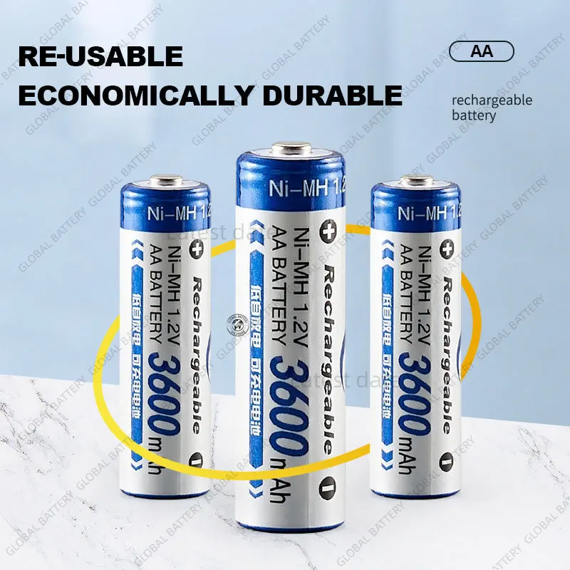 1.2V 3600mAH AA rechargeable battery, suitable for electric toothbrushes, remote control trains, long-lasting and high-capacity