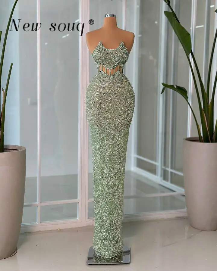 Robe de Soirée Longue Perlée à Paillettes Vert Menthe, Deux Styles, Mode Moderne, Coupe Droite, Formelle, Bal, pour ixde Mariage, 2025