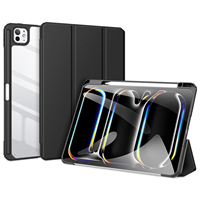 DUX DUCIS TOBY Series For iPad Pro 11 (2024) Case PU Leather Business Tri-fold Stand Tablet Cover with Pen Holder - Black