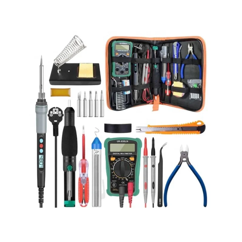 60W Electrical Circuit Board Maintenance Tool Set Includes Soldering Iron Multimeter Hot Air Gun Hard OEM