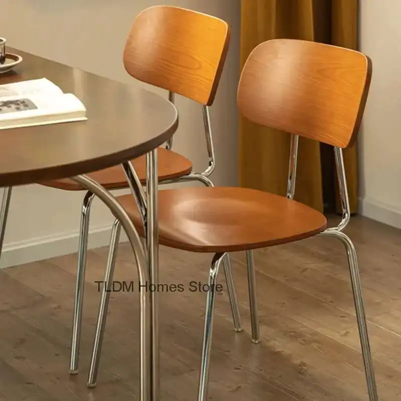 

Antique Coffee Shop Solid Wood Dining Chair Backrest Leisure Chair Scandinavian Milk Tea Shop Simple Restaurant Iron Chairs