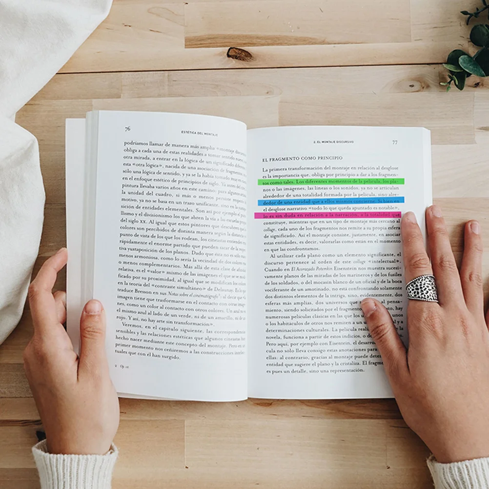 5 Sets Fluoreszenz-Lesestreifen, tragbar, bunt, Satzmarkierungen, Notizbuch-Tabs, Anmerkungen, klebrige Tabs, Lesezeichen