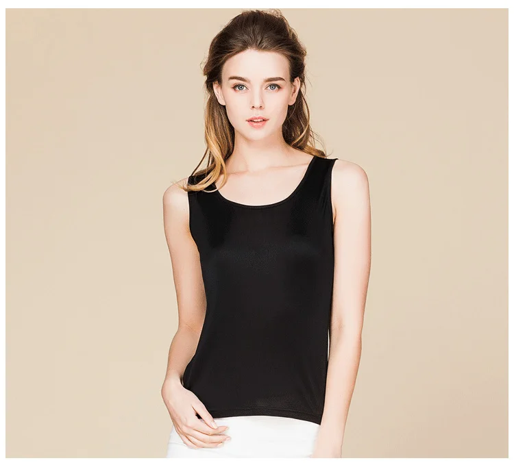 SuyaDream Women Tanks Knitted Real Silk Solid Vest O Neck Sleeveless Basic T Shirt 2025 Spring Summer Tops