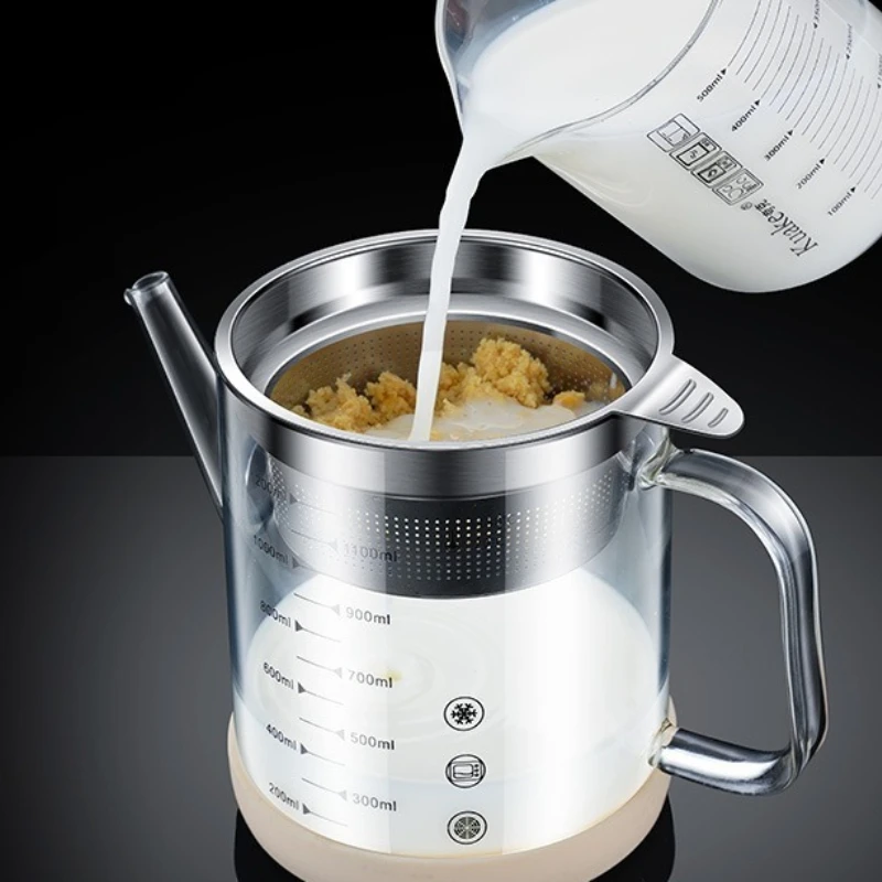 

Glass Soybean Milk Filter Pot 304 Stainless Steel Slag Separating Artifact Household Kitchen Cup Pot
