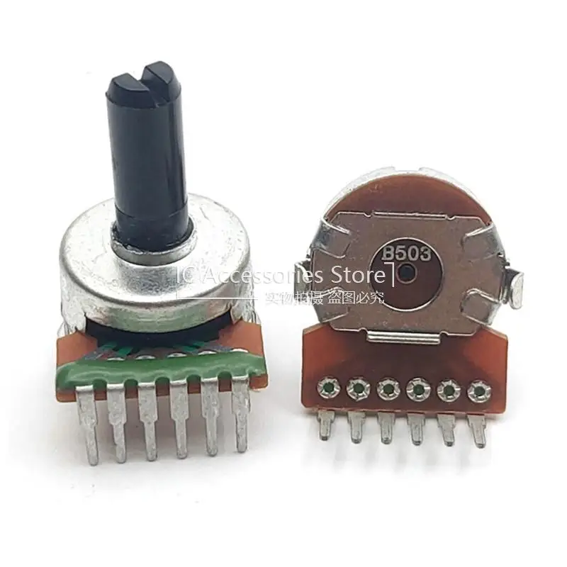 2PCS 161 Type Duplex Potentiometer B503 B50K Half Shaft 15MM 6Pin Fever Audio Power Amplifier Volume Potentiometer