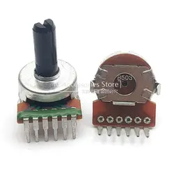 Potenciómetro dúplex tipo 161, 2 uds., B503, B50K, medio eje, 15MM, 6 pines, amplificador de potencia de Audio para fiebre, potenciómetro de volumen
