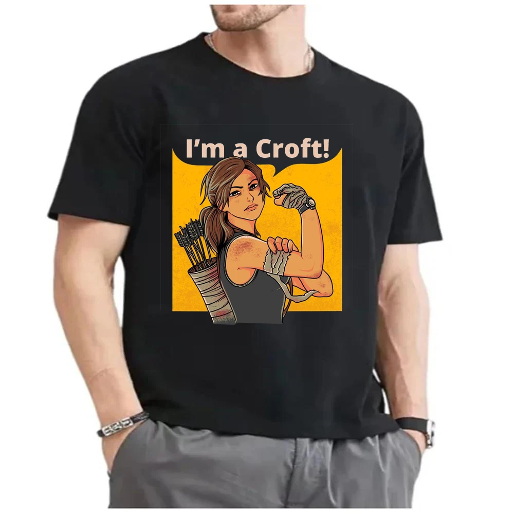 Tomb Raider Game Lara Croft T-shirt Punk Retro Casual Comfortable Breathable Top for Both Men and Women