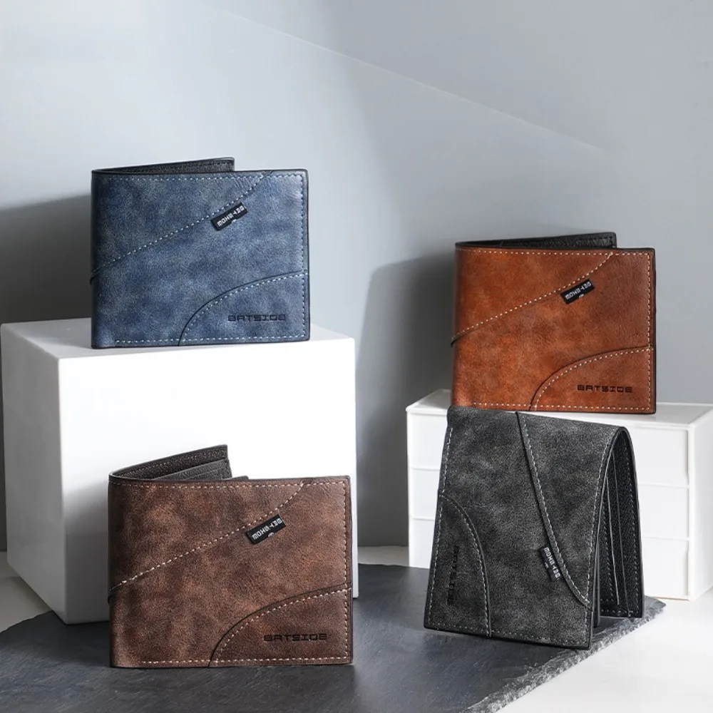 

Портативный мужской кошелек из искусственной кожи, квадратный деловой кошелек большой емкости, классическая многофункциональная короткая сумка для карт, мужская