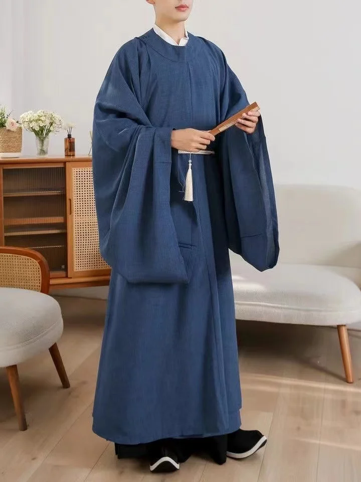 Traje de Hanfu de la dinastía Tang Song para hombres y mujeres, ropa de Cosplay de Color sólido, bata de cuello redondo, nicho chino, Scholar, famoso, pareja