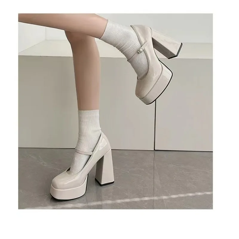 Zapatos de tacón con plataforma de diseñador para Mujer, zapatos con hebilla poco profunda a la moda, para fiesta de boda, primavera y otoño, 2025