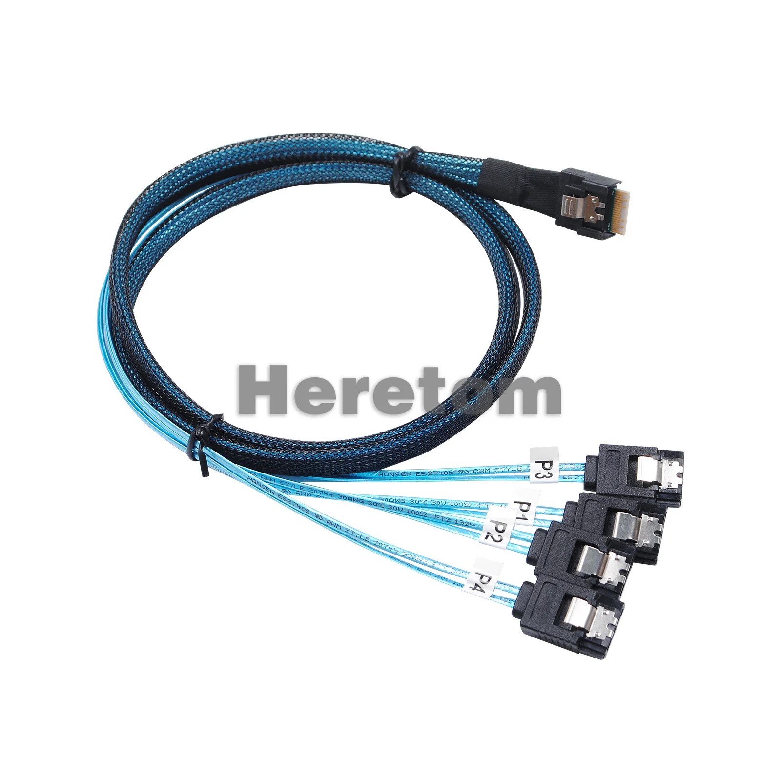 mini-linha-fina-sas-40-sff-8654-4i-38pin-host-para-4-sata-30-7pin-alvo-disco-rigido-fanout-cabo-raid-50cm-100cm