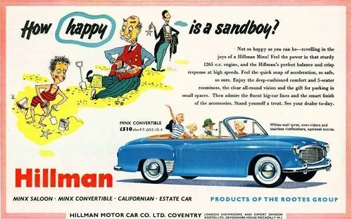 alegrías de un Hillman Minx! Placa/señal de metal retro, pub, bar, cueva de hombre,