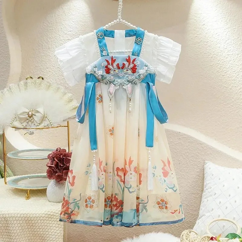 Girls' Hanfu Summer Dress 2026 New Fashionable Children's Summer Dress Baby Girls' Summer Princess Dress 100-150CM