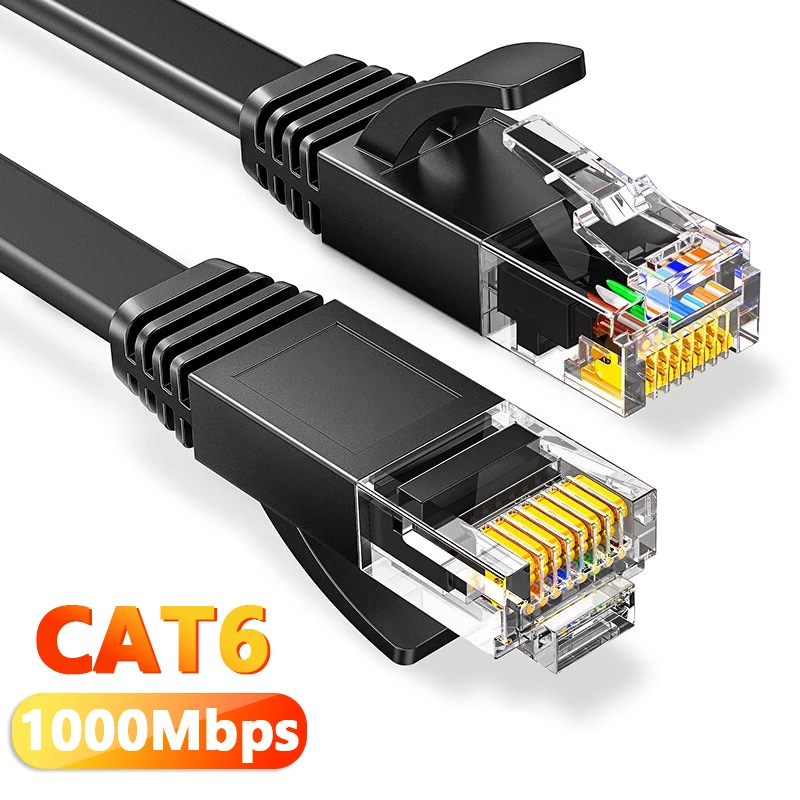 UTP CAT6 RJ45 Shielded Network LAN Cord Internet Cable 1000Mbps High-speed Flat Ethernet Cables Flat Patch Cords for Router