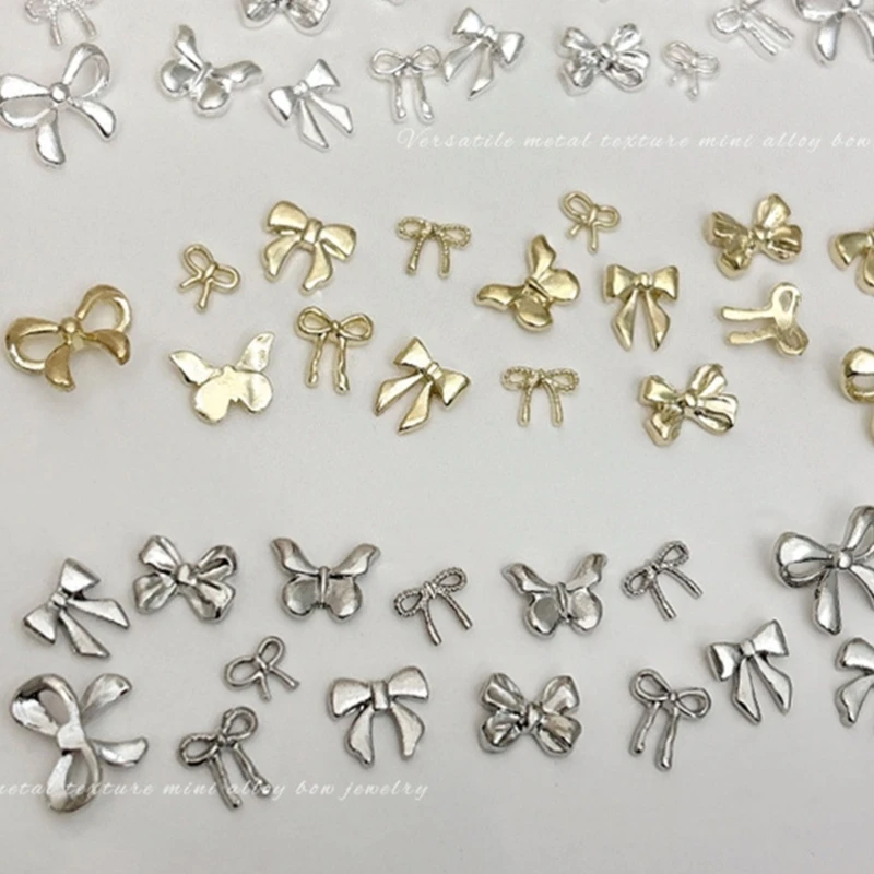 20pcs Bowknot 3D Metal for Nails Art Women Decorations Accessories DIY Supply