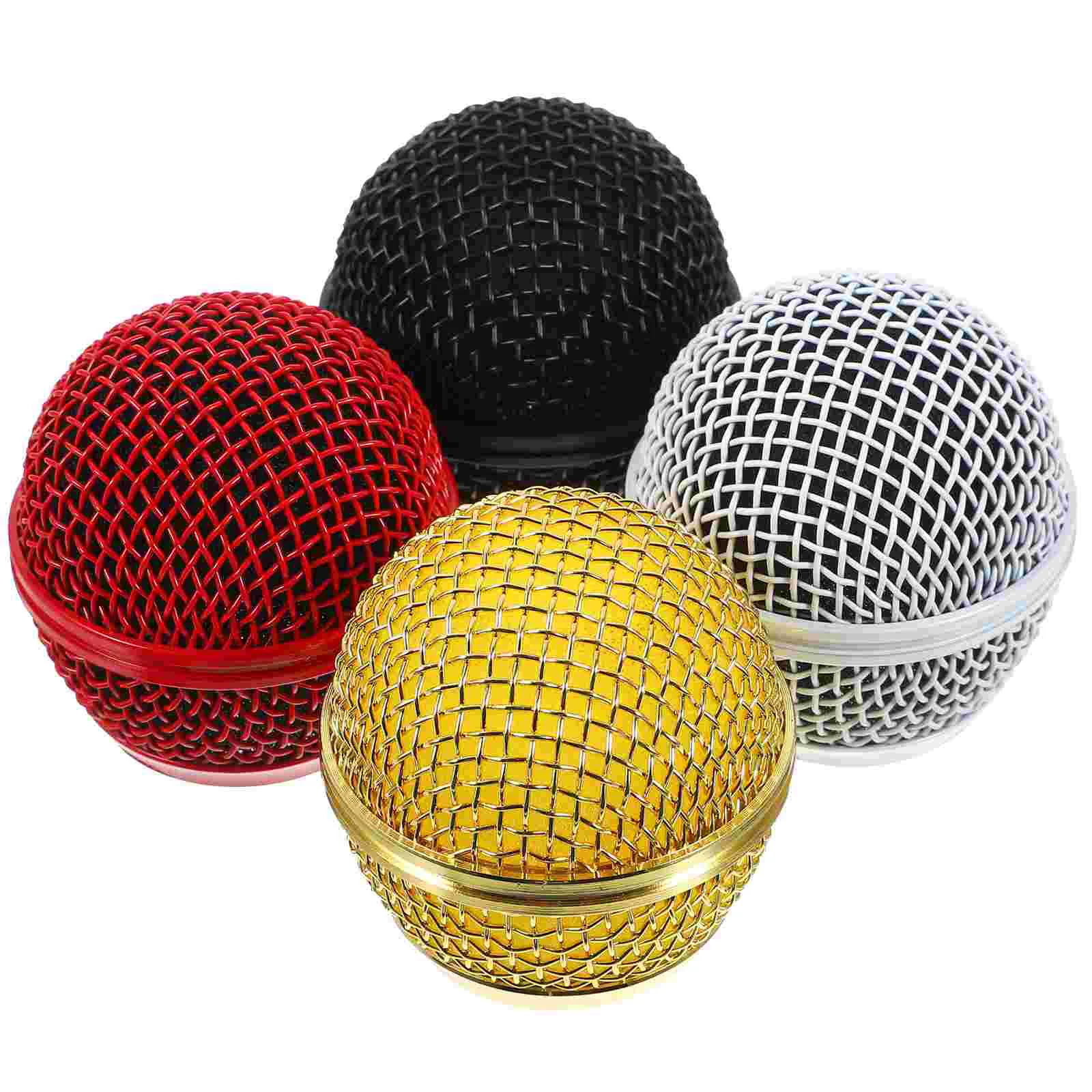 

4 Pcs Colorful Mesh Covers Replacement for Wireless Microphones Metal Carrying Case Accessories Easy Install Remove