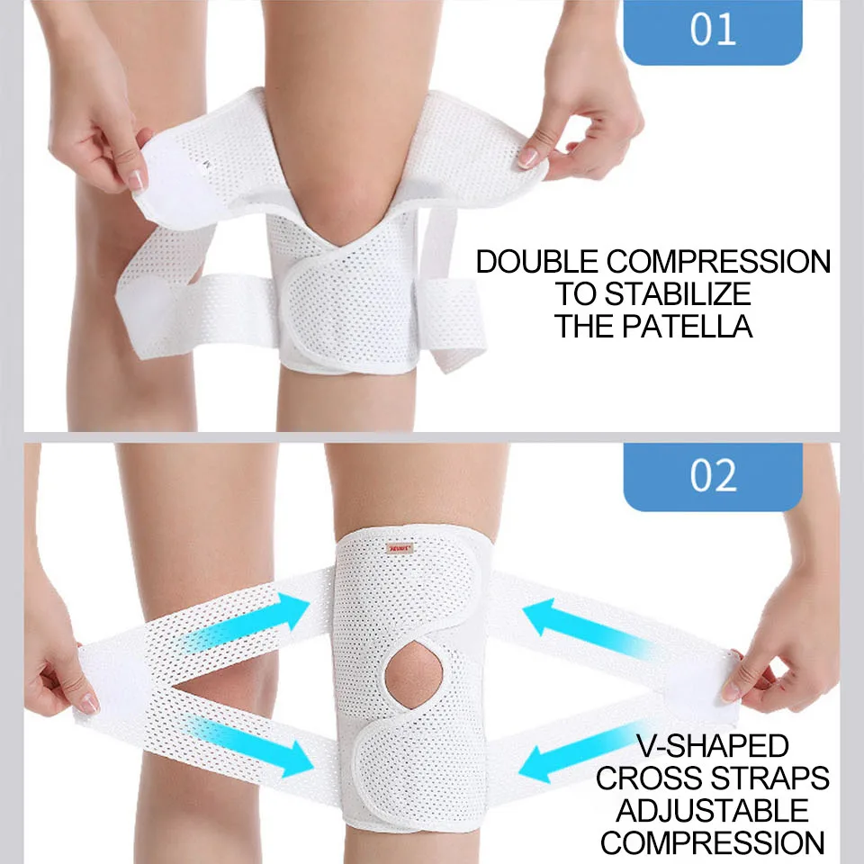 AOLIKES 1 Uds rodillera para compresión del dolor de rodilla soporte de rodilla con estabilizadores laterales de tela de malla de aire alivio de la artritis ACL