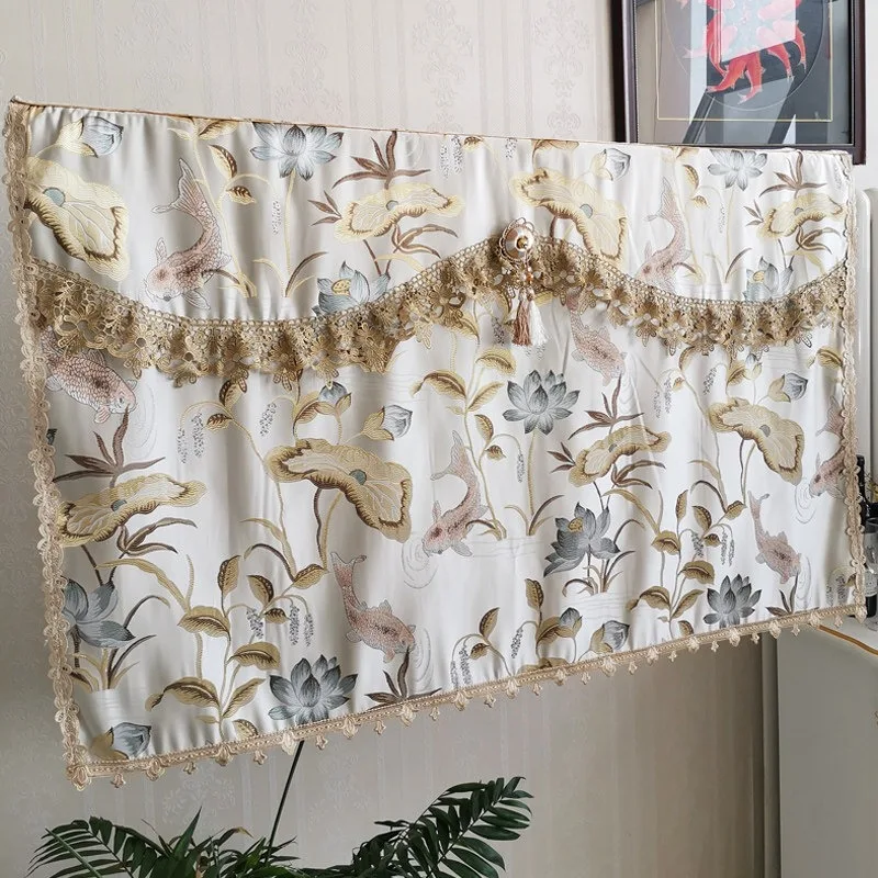 Thickened Light Luxury TV Dust Cover, Neo-Chinese Style, 55/65/70/75/80/85 Inch Fabric Television Screen Protector